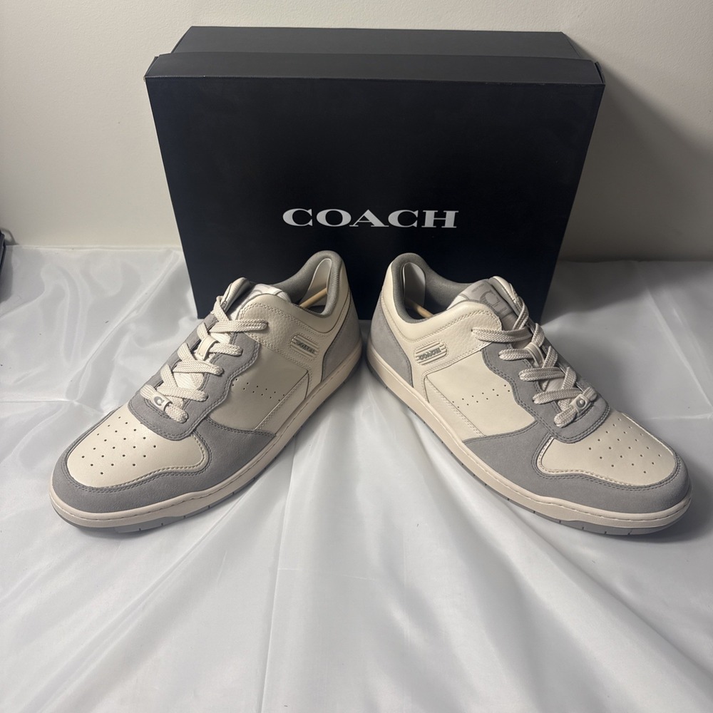 Coach C201 Leather Sneakers Chalk Dove Gray Sizes Mens 7D Womans 8D New $150 - Picture 4 of 9